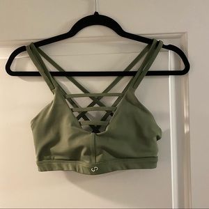 Curves n Combat Boots Olive Green Strappy Sports Bra